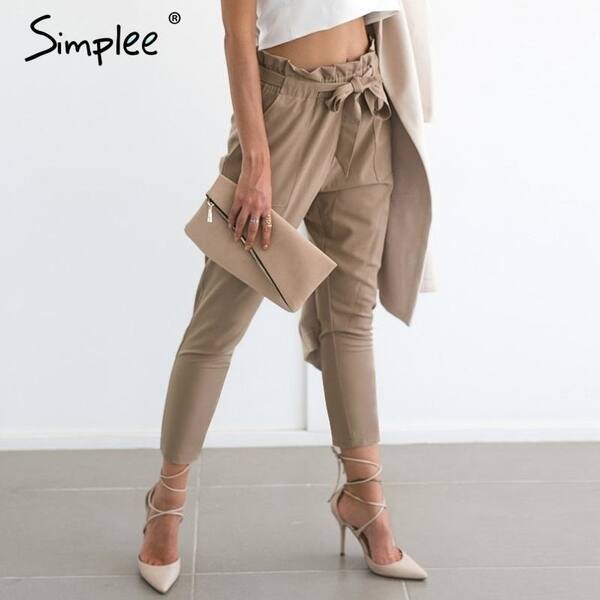 Shop Simplee Chiffon Khaki Harem Pants Capri Trousers Women Ol