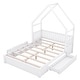 preview thumbnail 14 of 14, Kids Bed Queen Size House Platform Bed with Guardrail and 2 Drawers