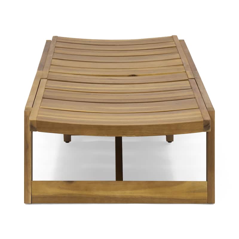 Acacia Wood Outdoor Chaise Lounge with Adjustable Backrest, Slat Design Single Chaise Patio Backyard Recliner Sun Lounger