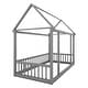 preview thumbnail 11 of 11, Twin Size Wooden Floor Bed with House Roof Frame and Safety Guardrails