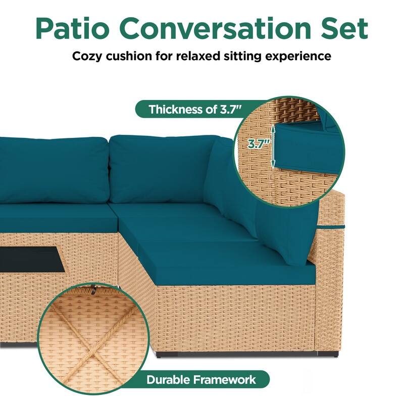 UPHA 7-Piece Wicker Outdoor Seating Group with Cushions