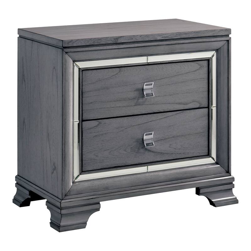 Furniture of America Taia Contemporary Grey 3-Piece Panel Bed, Nightstand and Chest Set with LED