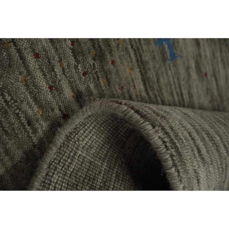 Hand Knotted Oriental 100% Wool Carpet Tribal Tribal Greys & Charcoal Gabbeh Area Rug - 7' 9'' X 5' 3''