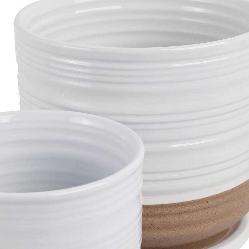 Ceramic Circular Saucer Planters Set of 2 - 6/8 in.