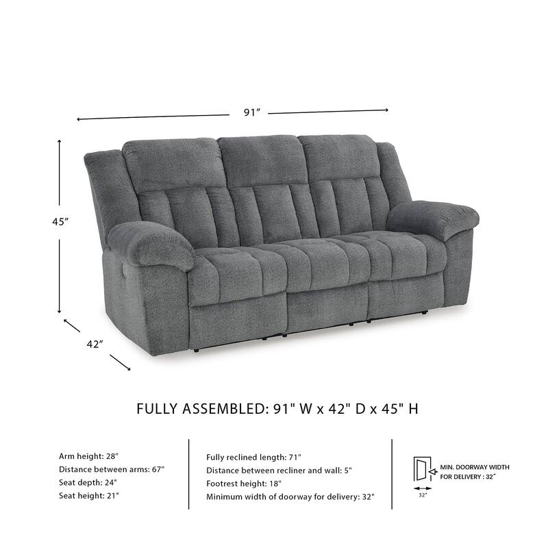 Signature Design by Ashley Tip-Off Power Reclining Sofa - 91"W x 42"D x 45"H