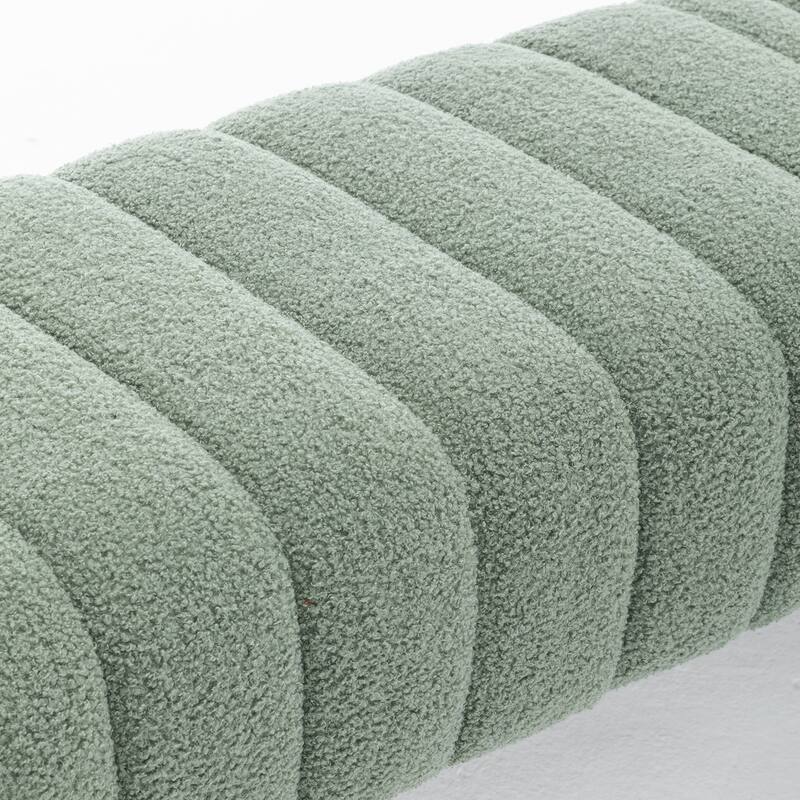 SEYNAR Modern Glam Teddy Velvet Fabric Rectangle Ottoman