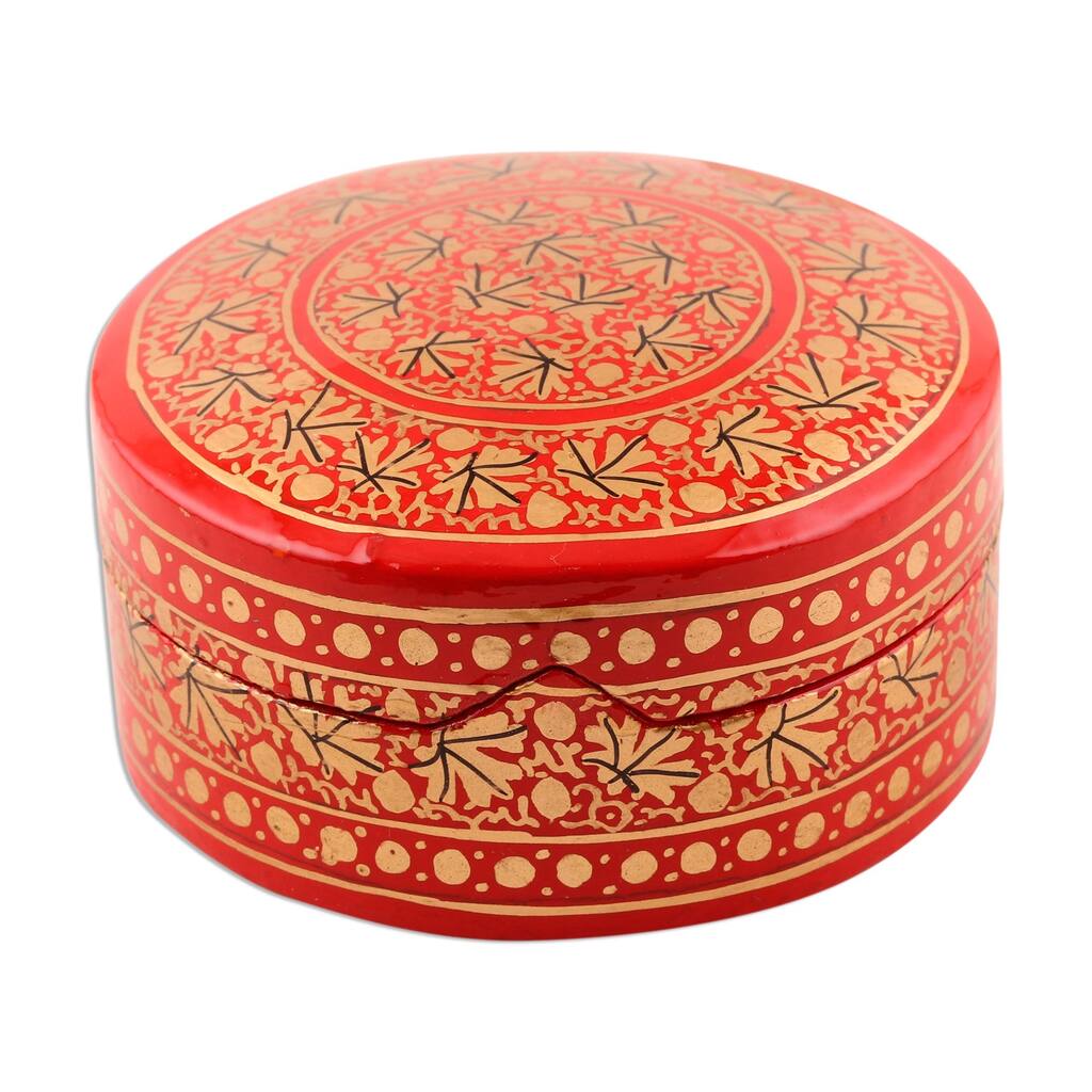 Novica Handmade Kashmir Red Papier Mache Decorative Box