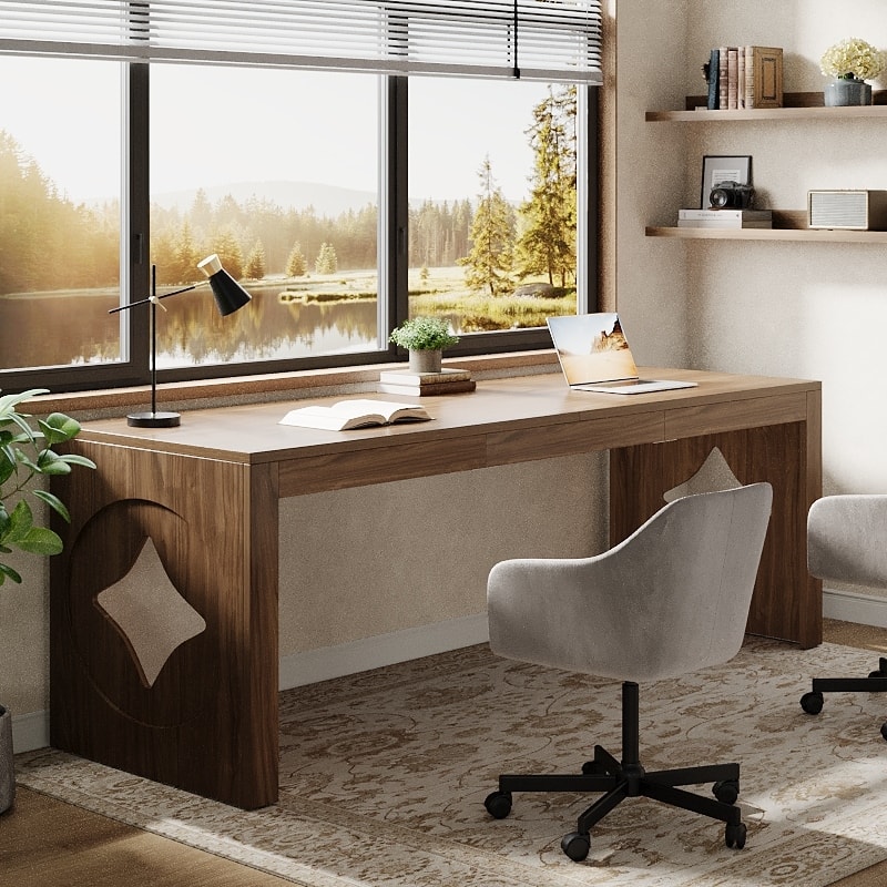 2 Person Desk, 78.74 Inches Extra Long Computer Desk