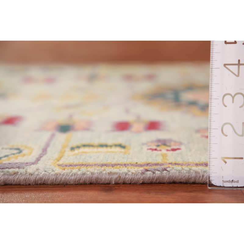 Hand Knotted Oriental 100% Wool Carpet Transitional All-Over Green Oushak Runner Rug - 7' 10'' X 2' 6''