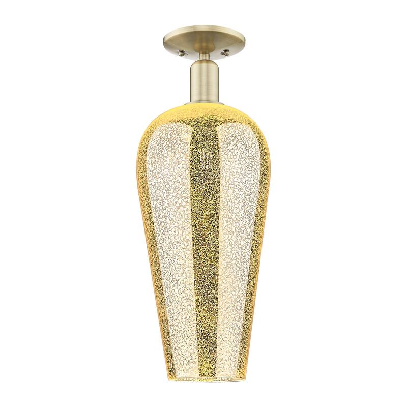 Innovations Lighting 716-1C-21-8 Chelsea Semi-Flush Chelsea 8" Wide - Antique Brass / Mercury Deco Swirl