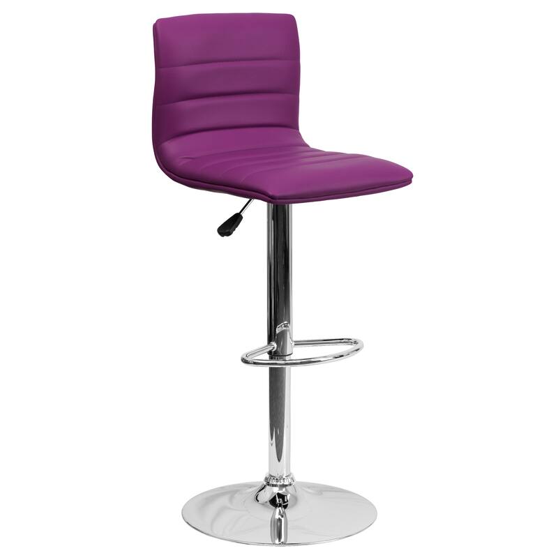 Modern Vinyl Stitch Back Adjustable Height Barstool - 16"W x 19"D x 35" - 44"H