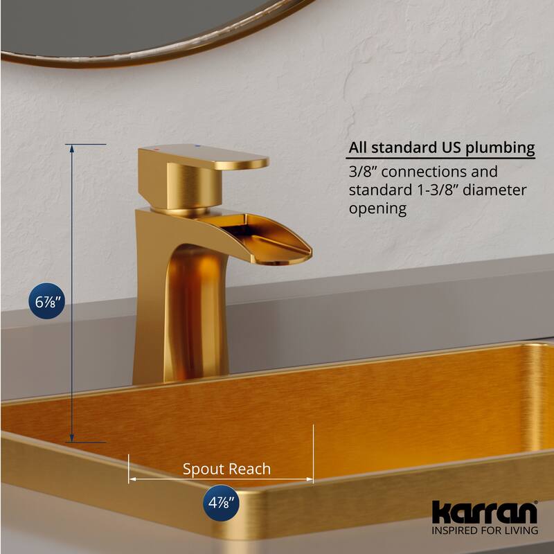 Karran Kassel Single Hole Single Handle Basin Bathroom Faucet with Matching Pop-up Drain