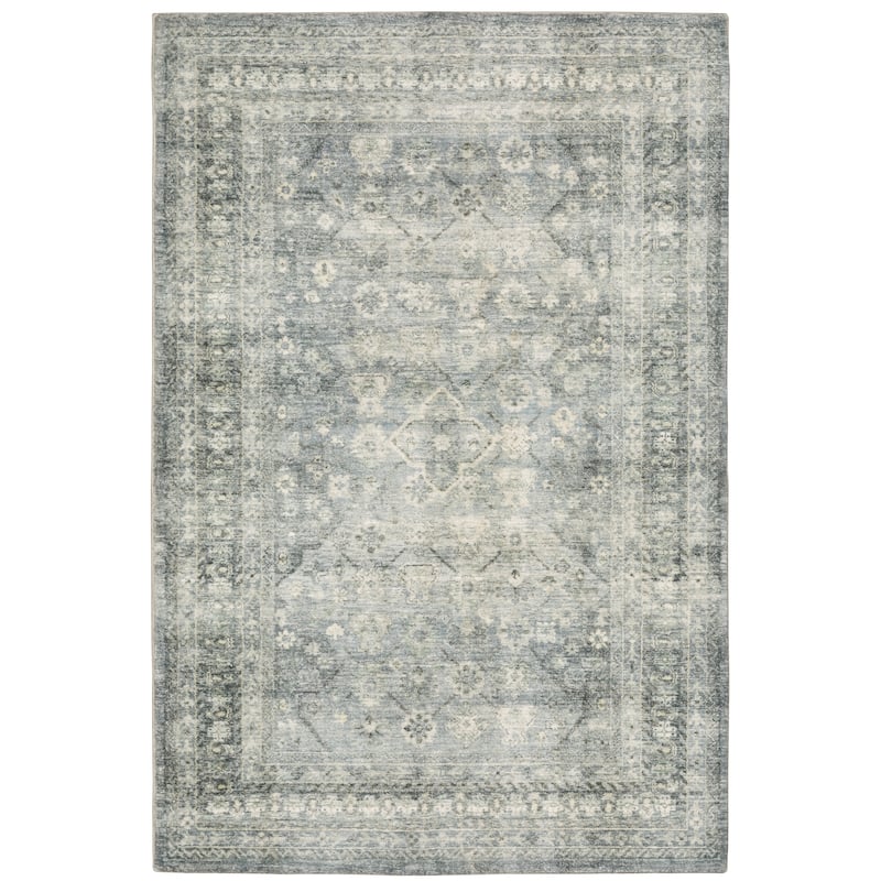 Reagan Blue Ivory Oriental Distressed Traditional Casual Area Rug
