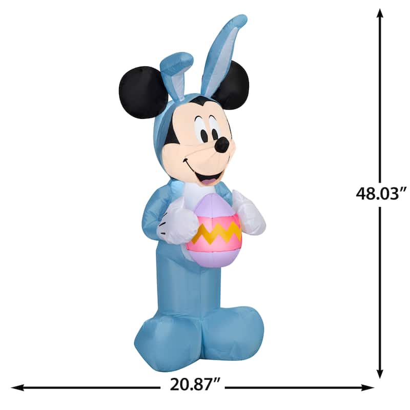 Gemmy Airblown Inflatable 4ft Mickey in Blue Bunny Suit Disney Easter Yard Decor