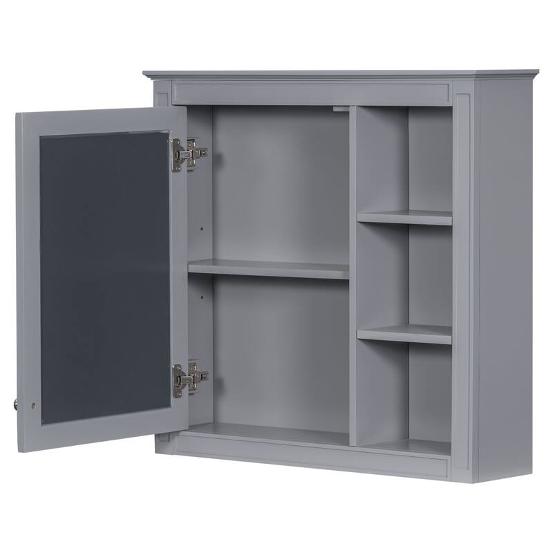 Modern 30" Bathroom Vanity Set with Mirror Cabinet, Ceramic Sink, 2 Drawers & Tip-Out Drawer for Storage