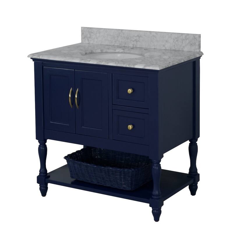 KitchenBathCollection Beverly 36" BathroomVanity w/ Carrara Marble Top
