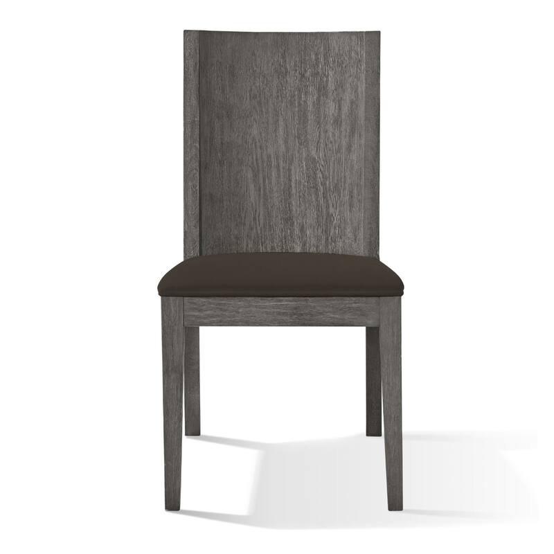 38 Inch Mahogany Wood Dining Chair with Panel Back, Gray - Gray