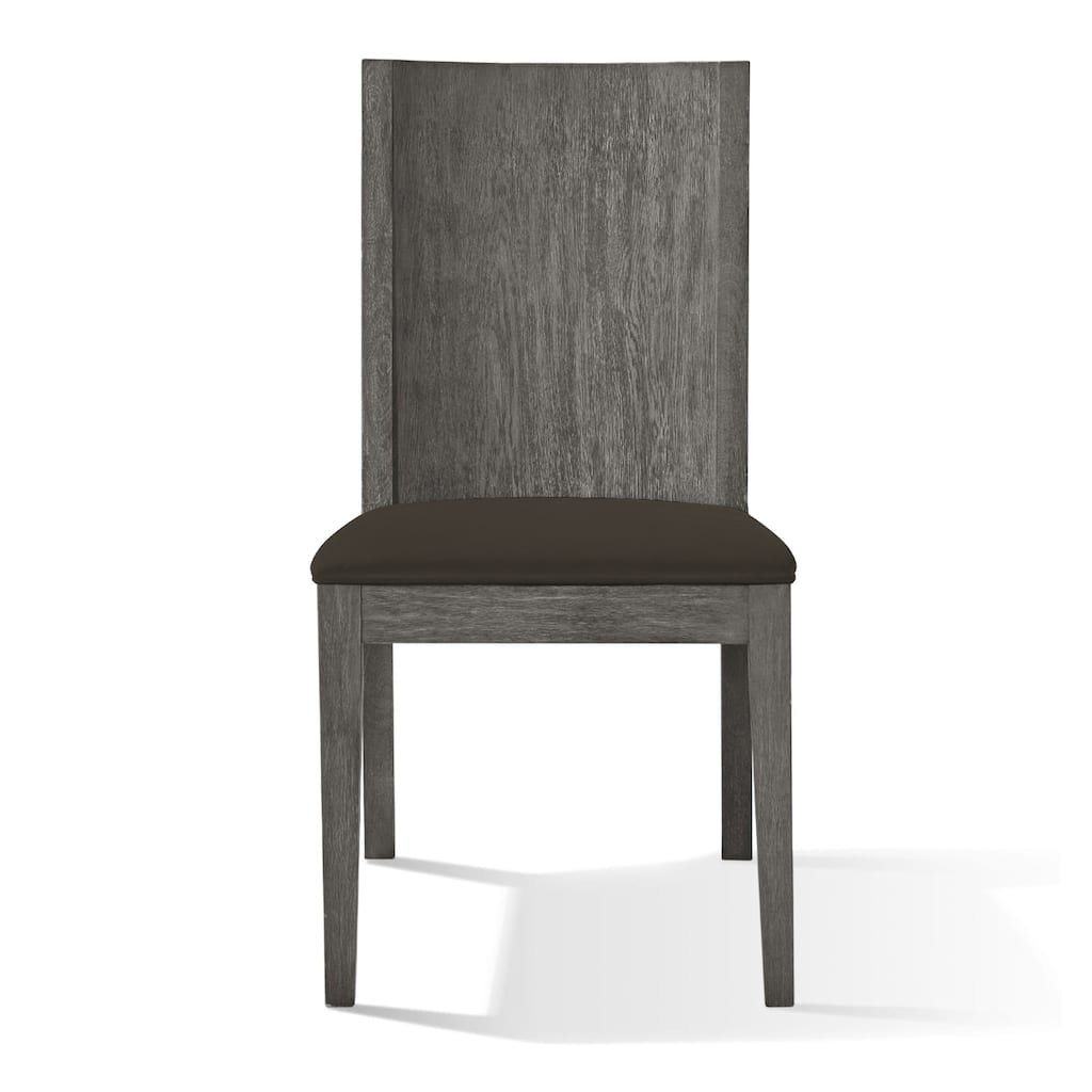 38 Inch Mahogany Wood Dining Chair with Panel Back, Gray