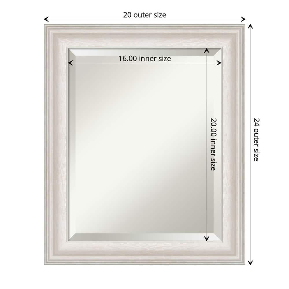 Beveled Bathroom Wall Mirror - Trio White Wash Silver Frame - Trio White Wash Silver