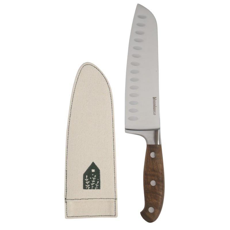 Bloomhouse Italian Walnut Forged German Steel Cutlery Series - Santoku 7in