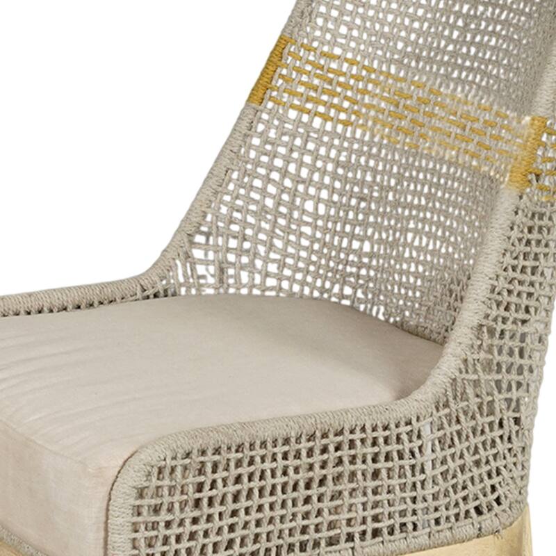 Avira Set of 2 Dining Chairs Handcrafted Mango Wood Cotton Rope Weaving Beige Cushion