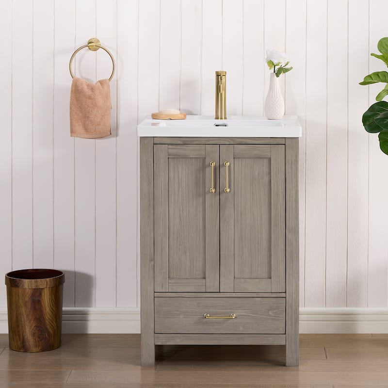 Gela Single Bath Vanity with Ceramic Basin Top without Mirror