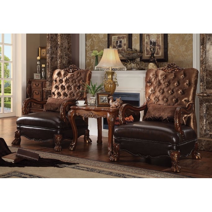 Dresden Chair With 1 Pillow, Golden Brown Velvet & Cherry Oak