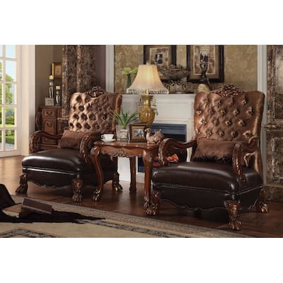 Dresden Chair With 1 Pillow, Golden Brown Velvet & Cherry Oak