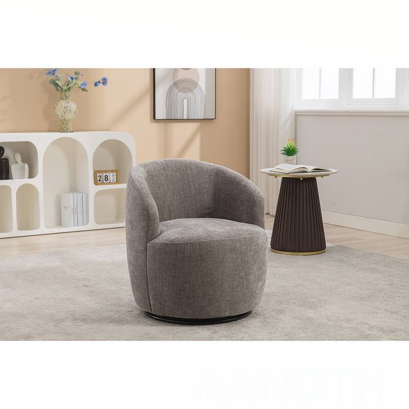 Chenille Swivel Barrel Chair