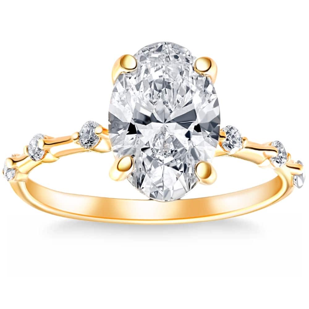 Bliss Diamond Certified 2 3/4Ct TW Oval Diamond Engagement Ring Lab Grown Gold