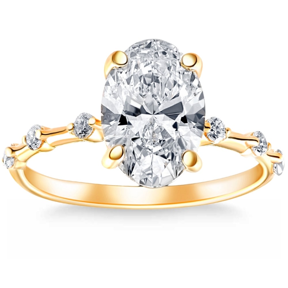 Bliss Diamond Certified 2 3/4Ct TW Oval Diamond Engagement Ring Lab Grown Gold