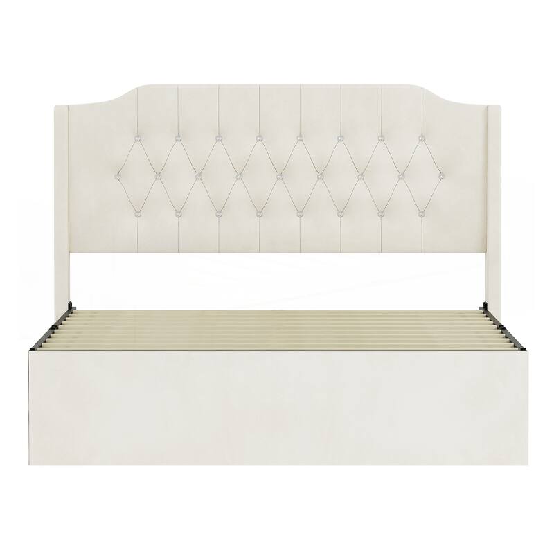 Queen Size Tufted Upholstered Bed Frame