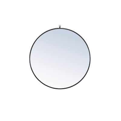 Strick & Bolton Patti Metal 36-inch Round Mirror with Decorative Hook