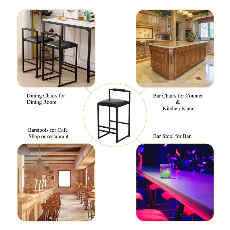 Modern Bar Stools Dining Chairs with Foot Rest for Kitchen