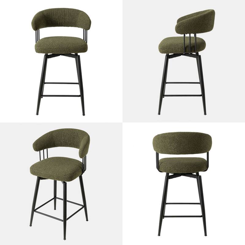 Glitzhome Set of 2 or 4 Modern Fabric/ PU Swivel Counter or Bar Stool with Metal Legs