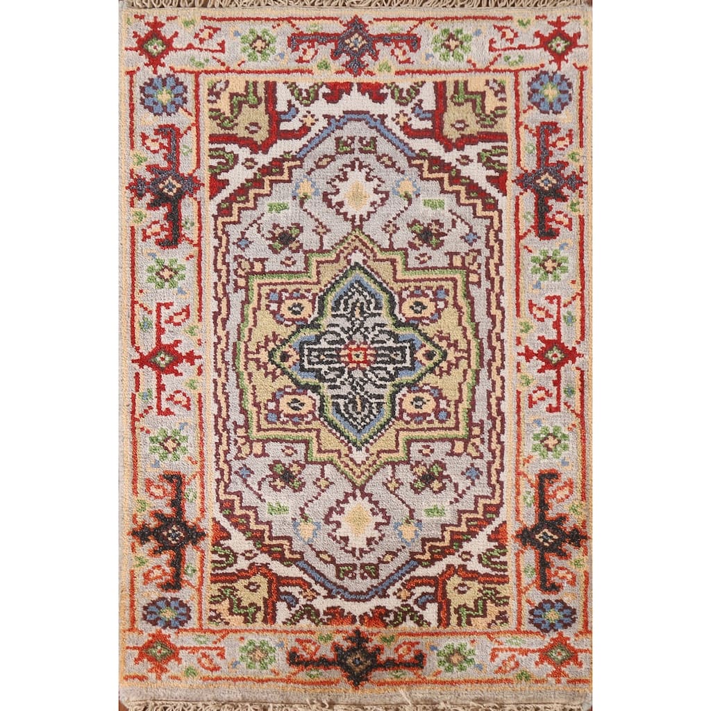 Medallion Heriz Serapi Accent Area Rug Hand-knotted Wool Carpet - 2'0"x 3'0"