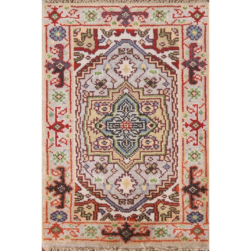Medallion Heriz Serapi Accent Area Rug Hand-knotted Wool Carpet - 2'0"x 3'0"