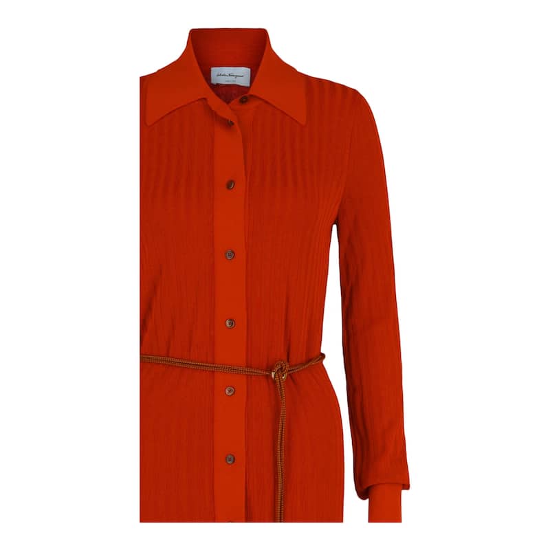 Ferragamo Ribbed Knit Midi Dress, ,