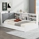 preview thumbnail 2 of 16, Wood Twin Size Platform Bed with Storage Headboard, Shelves and 2 Drawers, White