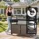 preview thumbnail 4 of 7, Outdoor Wicker Bar Cart with Storage and Wheels - Brown - N/A