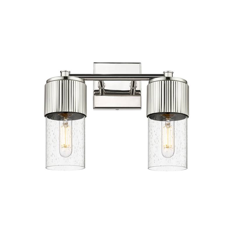 Innovations Lighting 428-2W-10-14 Bolivar Vanity Bolivar 2 Light 14" - Polished Nickel / Seedy