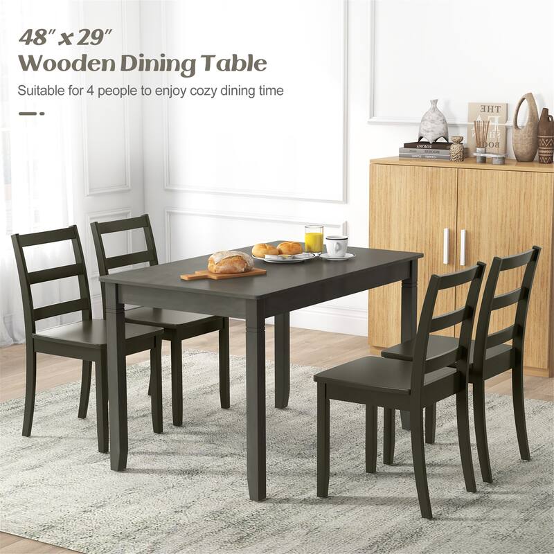 Gymax 48'' Wooden Dining Table for 4 People w/ Rubber Wood Legs