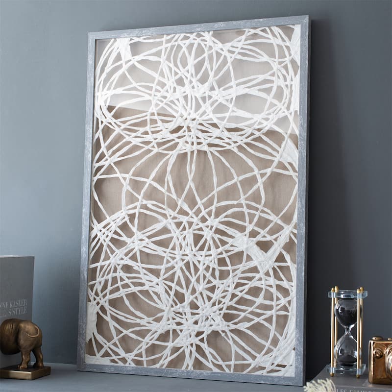 23.5x1x35.5 inch S/2 Leaf Shadow Box Wall Decorate - White+Grey