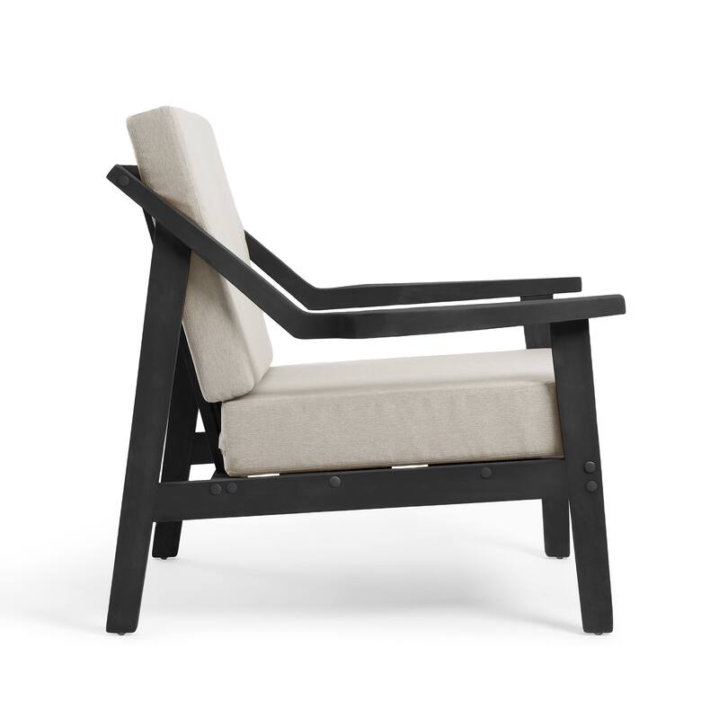 Set of 2 Outdoor Teak Wood Patio Chair with Cushion