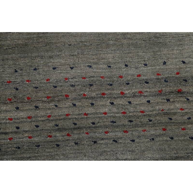 Green & Gray Gabbeh Indian Area Rug Handmade Wool Carpet - 8'2" x 9'10"