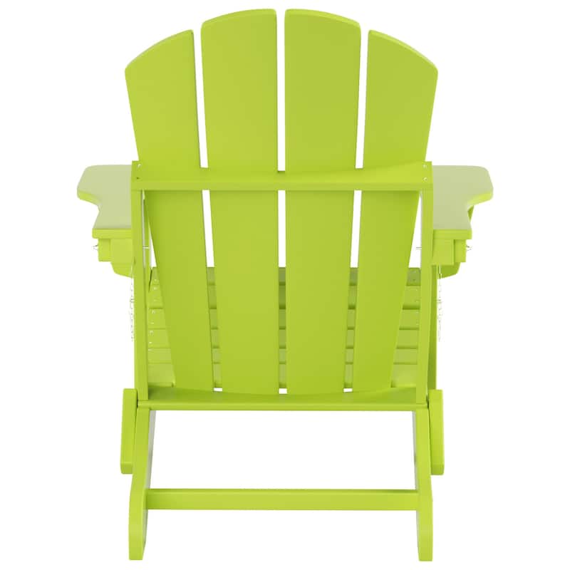 Polytrends Laguna Hdpe All Weather Outdoor Patio Foldable Adirondack Chair With Side Table (2-Piece Set)