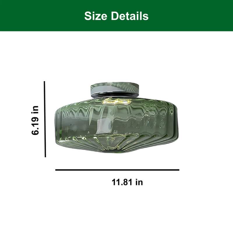 Farmhouse flush mount ceiling light green ceiling glass, metal light flush lamp - N/A