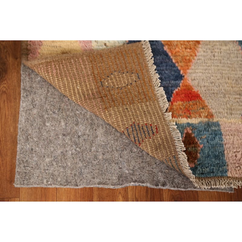 Geometric Moroccan Runner Rug Handmade Multi-Color Wool Carpet - 2'10" x 9'10"