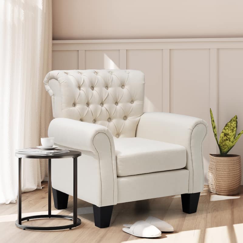 Accent Club Chair Comfortable Single Sofa Chair Indoor Seating with Arms & Padded Seat