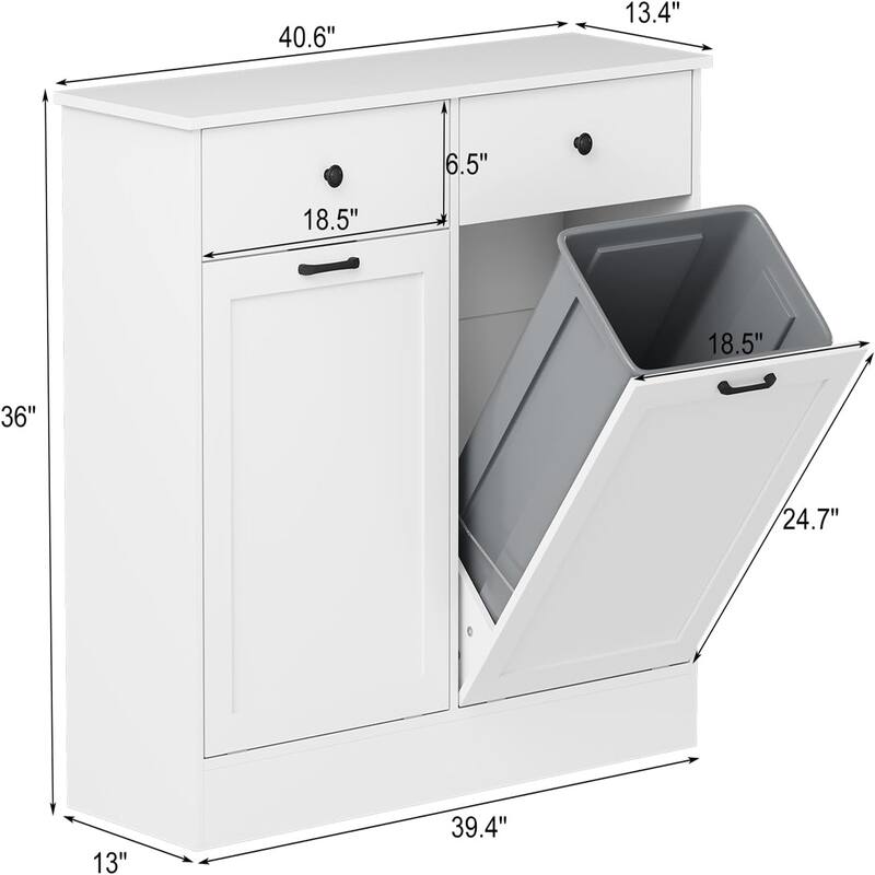 Double Tilt Out Trash Cabinet 20 Gallon with Deodorizing Function